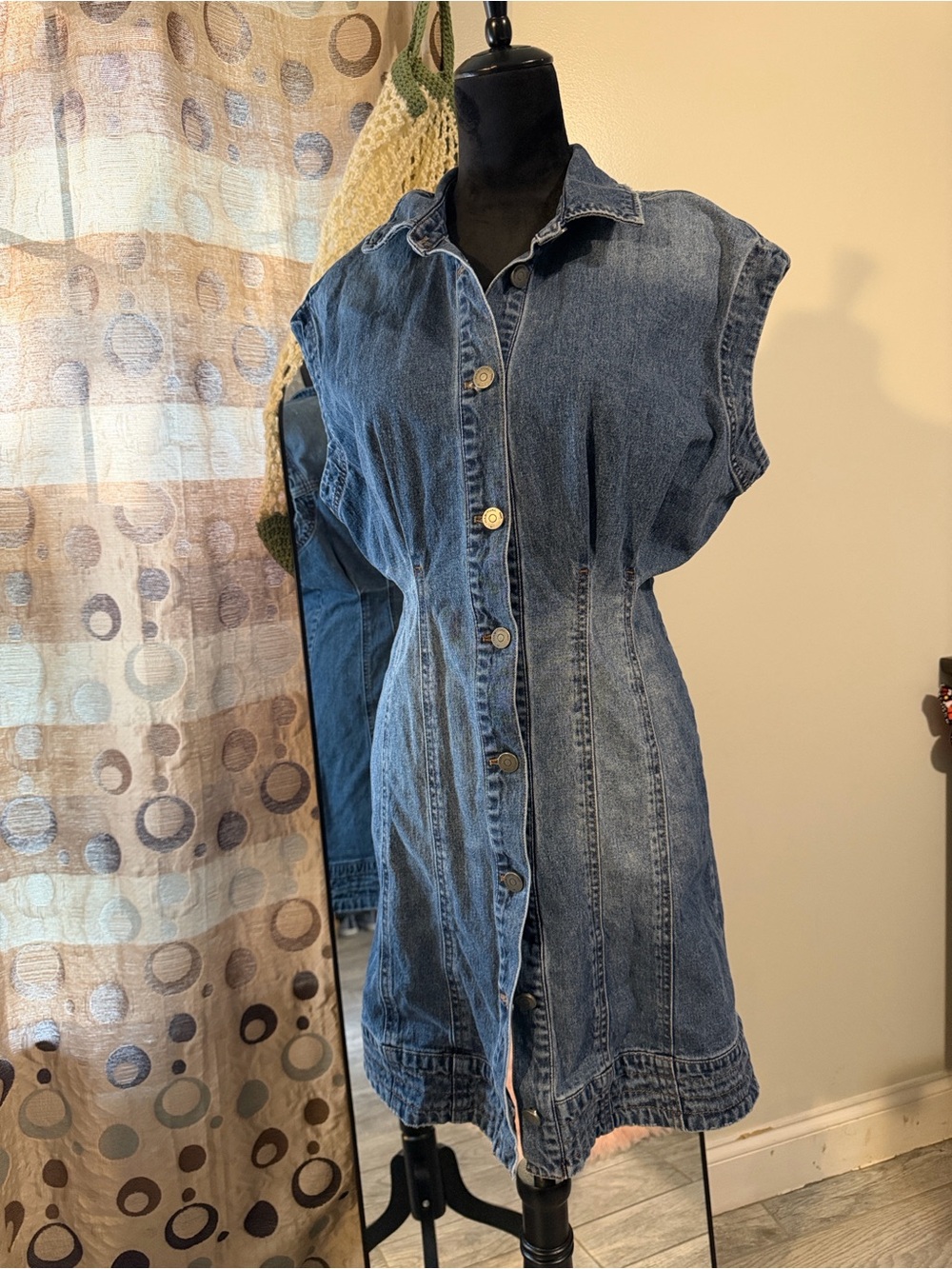 Habitual Denim Button-Front Mini Dress - Blue